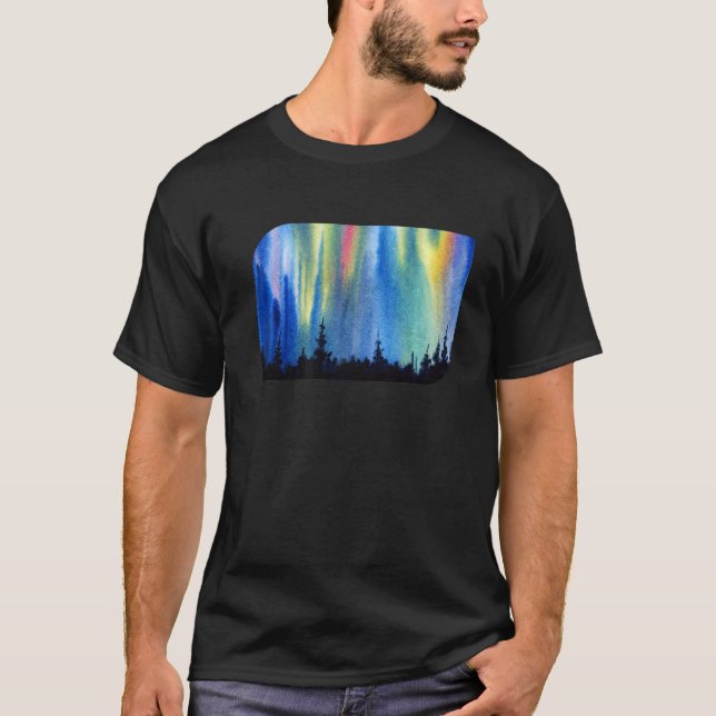 Polar Lights Aurora Borealis Forest Vacation T-Shirt (Vorderseite)