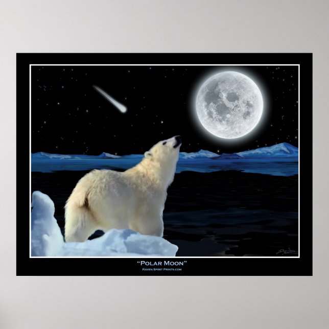 "POLAR MOON" Polar Bär und Moon Art Print Poster (Vorne)