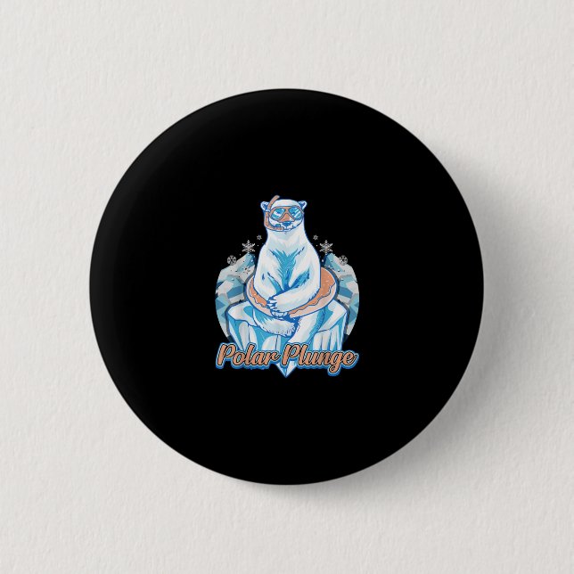 Polar Plunge Ice Jump Funny Polar Bear Winter Swim Button (Vorderseite)