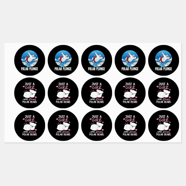 Polar Plunge Ice Jump Funny Polar Bear Winter Swim Etiketten (Blatt)