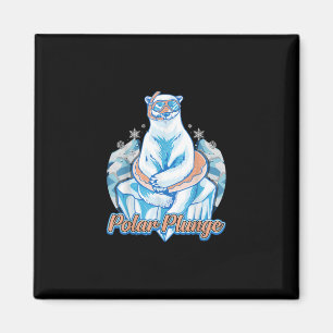 Polar Plunge Ice Jump Funny Polar Bear Winter Swim Magnet