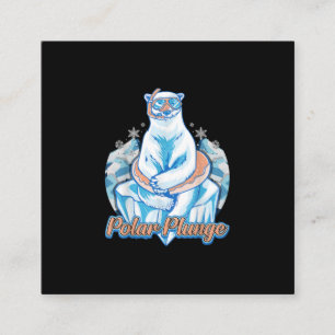 Polar Plunge Ice Jump Funny Polar Bear Winter Swim Quadratische Visitenkarte
