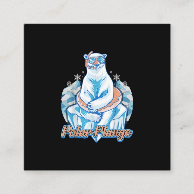 Polar Plunge Ice Jump Funny Polar Bear Winter Swim Quadratische Visitenkarte (Vorderseite)