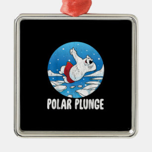 Polar Plunge Ice Jump Polar Bear Winter Swim Ornament Aus Metall