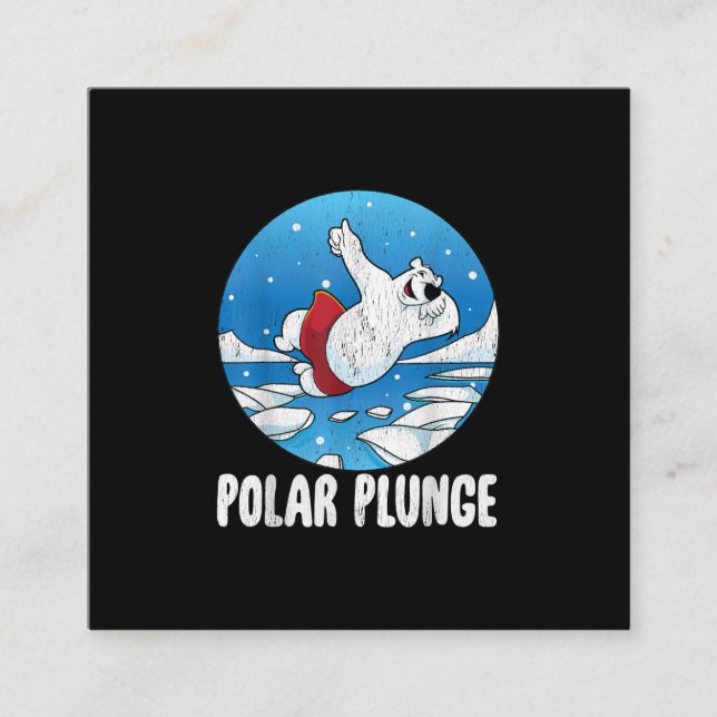 Polar Plunge Ice Jump Polar Bear Winter Swim Quadratische Visitenkarte (Vorderseite)