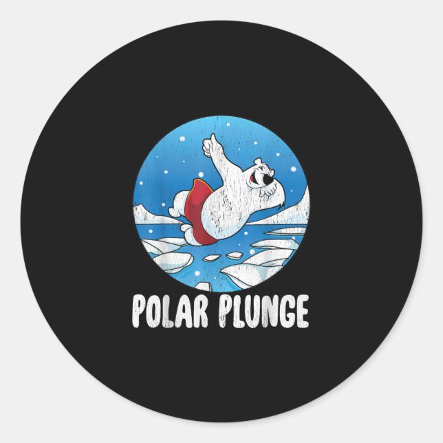 Polar Plunge Ice Jump Polar Bear Winter Swim Runder Aufkleber (Vorderseite)