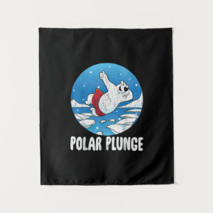Polar Plunge Ice Jump Polar Bear Winter Swim Wandteppich