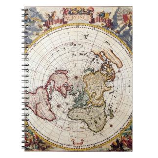 Polar Projection World Map Notebook Notizblock
