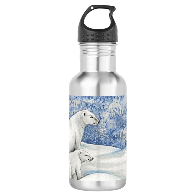 Polar Snow Bears Edelstahlflasche (Vorderseite)