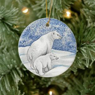Polar Snow Bears Keramik Ornament