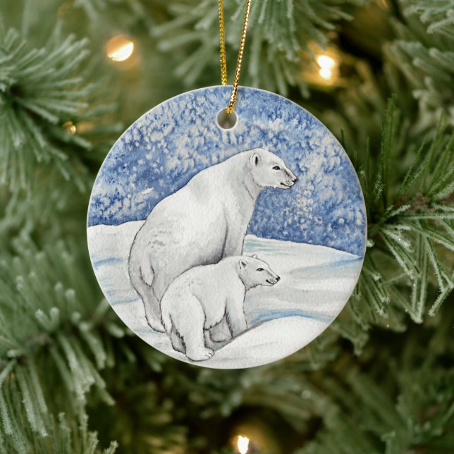 Polar Snow Bears Keramik Ornament (Baum)
