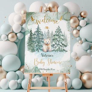 Polar White Bear Baby Shower Willkommensschild Poster