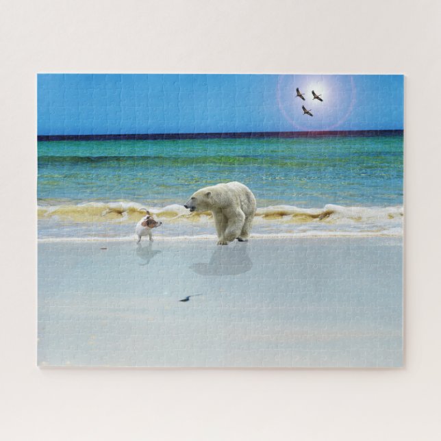 Polarbär am Strand, Puzzle (Horizontal)