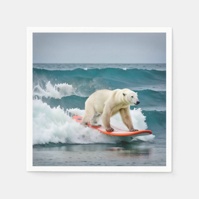 Polarbär auf einem Surfbrett Serviette (Vorderseite)