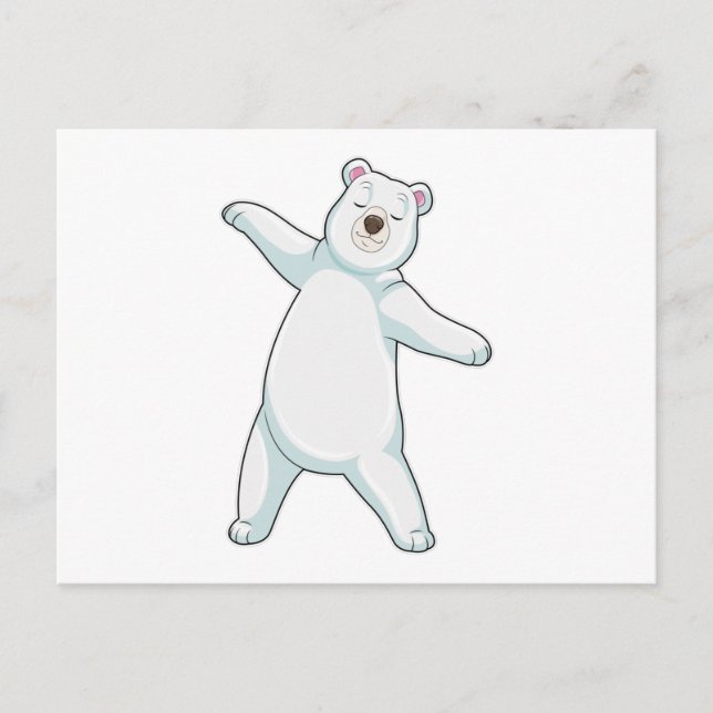Polarbär bei der Yoga-Fitness in Stehend Postkarte (Vorderseite)