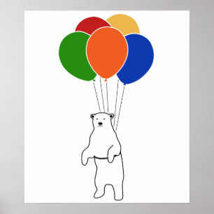 Polarbär fliegen mit Birthday Balloons Poster