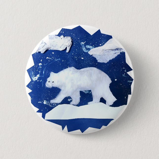 Polarbär "Kunst von Kindern" Button (Vorderseite)
