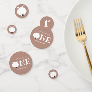 Polarbär macht ein Süße Tier zum ersten Geburtstag Konfetti