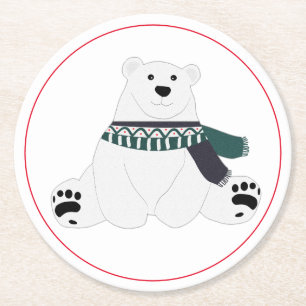 Polarbär mit Karpfen Runder Pappuntersetzer