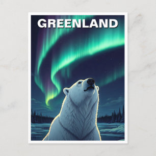 Polarbär Nordlichter Grönland Postkarte