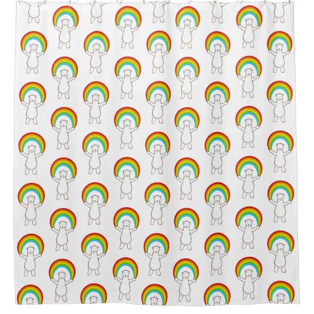 Polarbär und Regenbogenmuster Duschvorhang (Vorderseite)