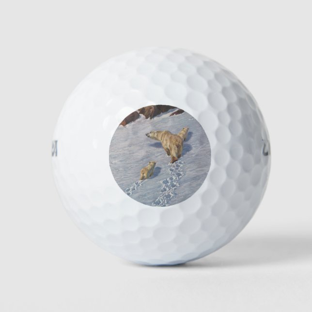 Polarbärenfamilie im arktischen Schnee Golfball (Vorderseite)