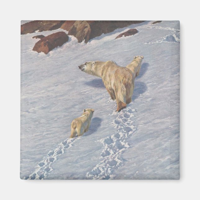 Polarbärenfamilie im arktischen Schnee Magnet (Vorne)
