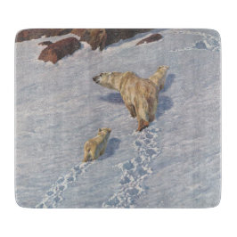 Polarbärenfamilie im arktischen Schnee Schneidebrett