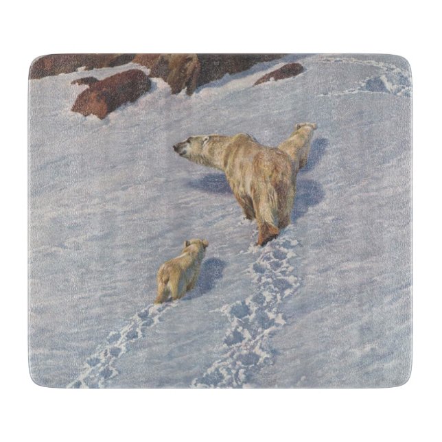 Polarbärenfamilie im arktischen Schnee Schneidebrett (Vorderseite)