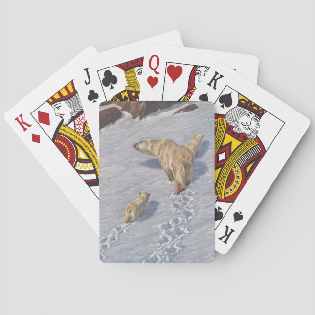 Polarbärenfamilie im arktischen Schnee Spielkarten (Rückseite)