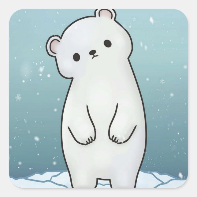 Polarbärensschnee Quadratischer Aufkleber (Vorderseite)