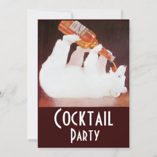 POLARBEAR-COCKTAILPARTY ,weiß braun rot Einladung