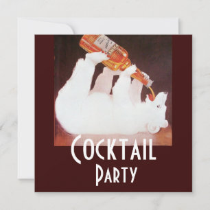 POLARBEAR-COCKTAILPARTY ,weiß braun rot Einladung