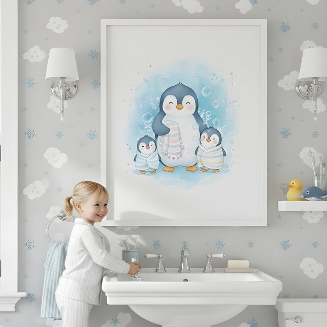 Polare Badezeit Kinderzimmer-Wandbild fürs Badezim Poster (Von Creator hochgeladen)