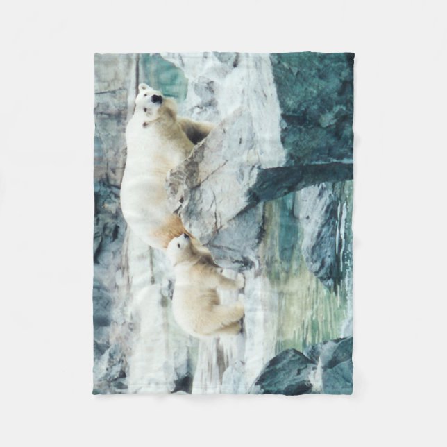 Polarer Bärn-Mama-und CUB-Fleece-Decke Fleecedecke (Vorderseite)