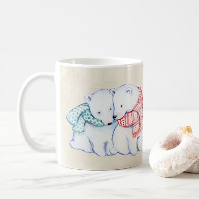 POLARER BÄRN-TASSE.  POLARBEAR GESCHENK KAFFEETASSE (Mit Donut)