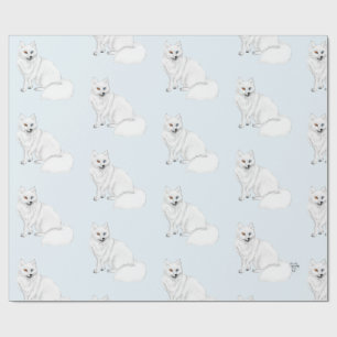 Polarfuchs-Adorable-Airbrush-Muster Eisblau  Geschenkpapier