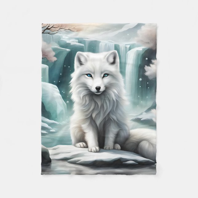 Polarfuchs Fleecedecke (Vorderseite)