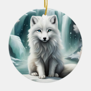 Polarfuchs Keramik Ornament