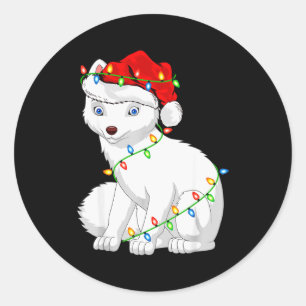 Polarfuchs-Tierliebhaber Weihnachten Santa Hut Pol Runder Aufkleber