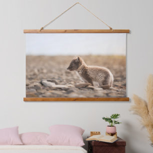 Polarfuchs Wandteppich Mit Holzrahmen