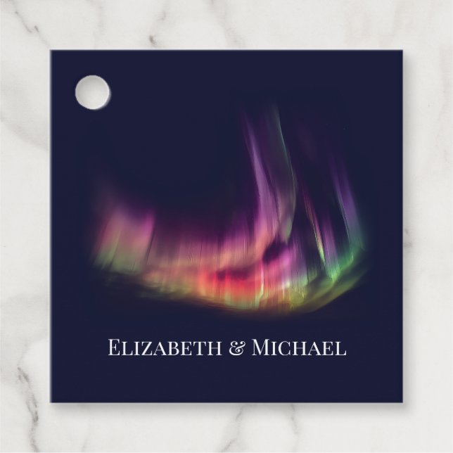 Polarlicht Aurora Borealis Hochzeit Geschenkanhänger (Vorderseite)