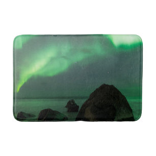 Polarlicht Lofoten Strand Norwegen Badematte