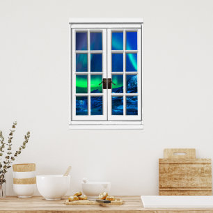 Polarlicht Nordlichter Kunststoff-Fenster Kunst Poster