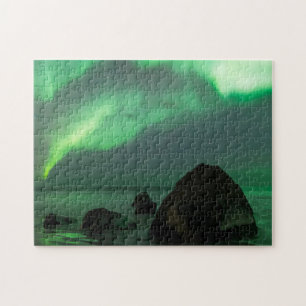 Polarlicht Strand von Lofoten Norwegen Puzzle