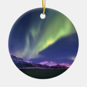 Polarlicht über Lyngenfjorden Norwegen Keramikornament