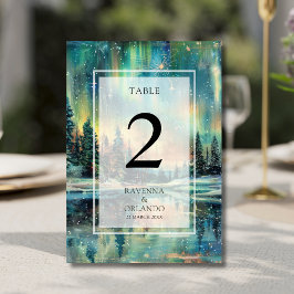 Polarlichter Lake Forest Nacht-Hochzeitshimmel Tischnummer