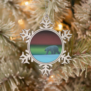 Polarlichter Schneeflocken Zinn-Ornament