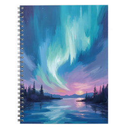 Polarlichter Winter Wasserfarbe Notizblock