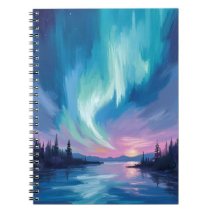 Polarlichter Winter Wasserfarbe Notizblock